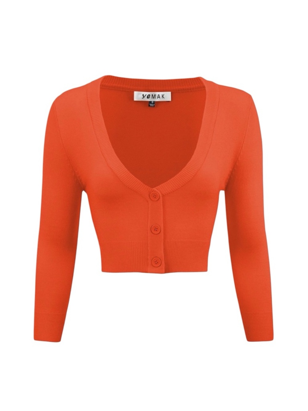 MAK Cropped 3/4 Sleeves Cardigan Sweater - Fiesta